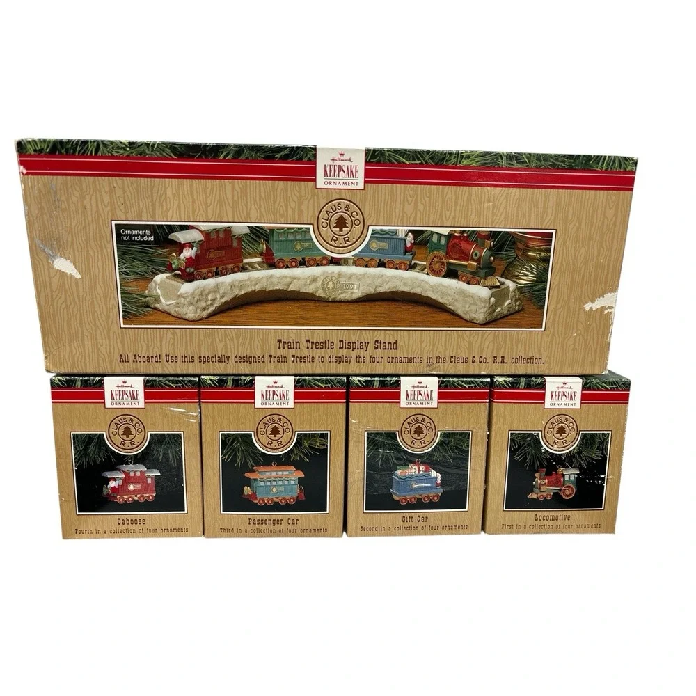 1991 Hallmark Keepsake Claus & Co Train Railroad Full Set Vintage W/Original Box